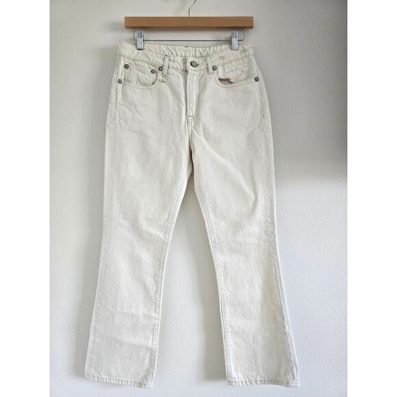 R13 Women's Kick Fit Flare Ankle Jeans Mid Rise Size 28 Kent Ecru Ivory - Picture 4 of 13